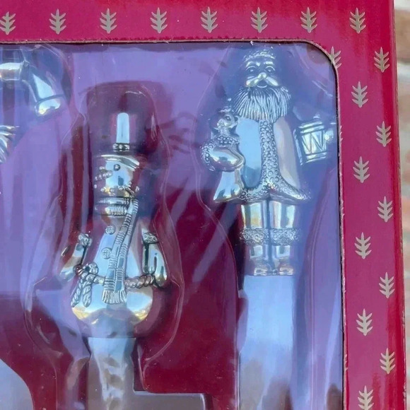 Wallace Silversmith Silver Plate Cheese Set NWT Christmas Holiday Snowman Santa - Picture 3 of 5